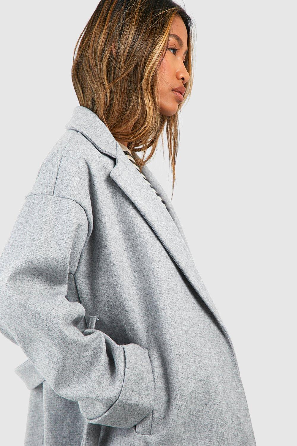 Boohoo oversized sleeve on sale wool look coat